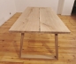 Mobile Preview: Solid Hardwood Oak rustic Kitchen Table 40mm unreated with trapece table legs